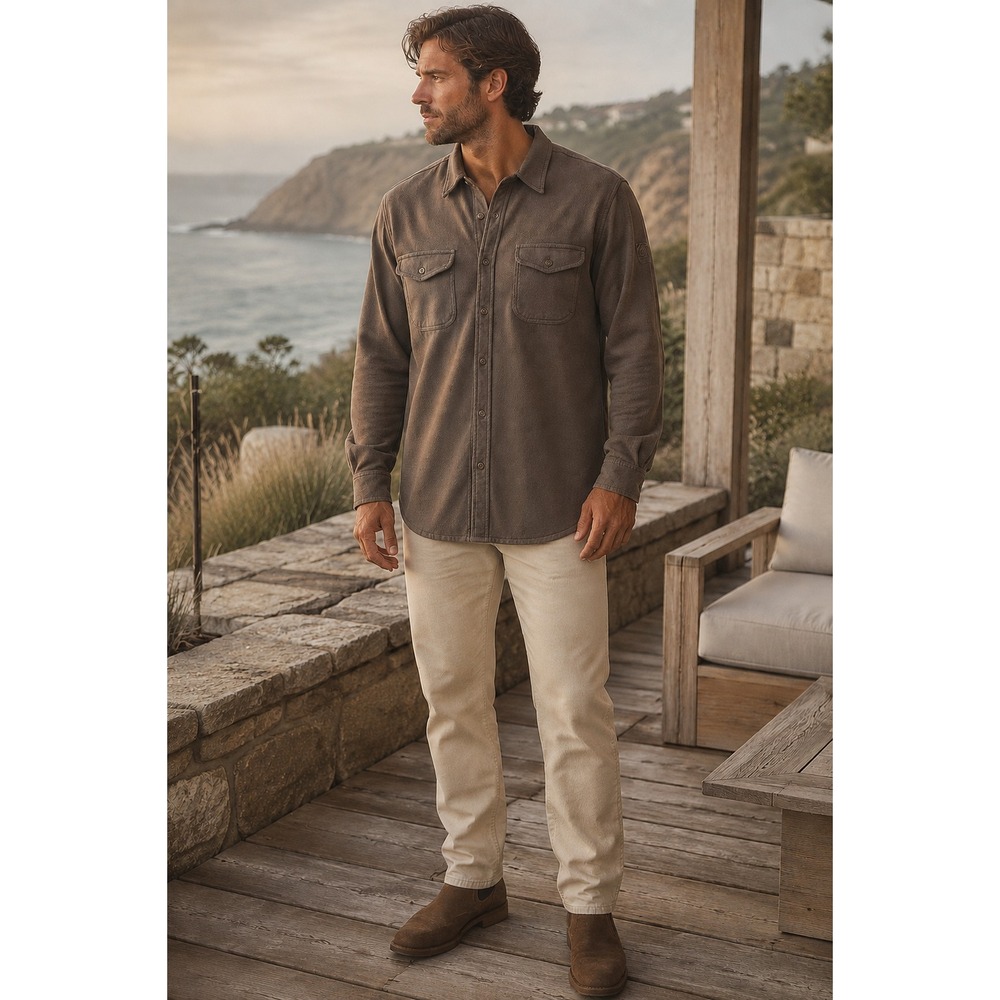 Outerknown Chroma Blanket Shirt Men's XL Brown Organic Cotton NWT Logo